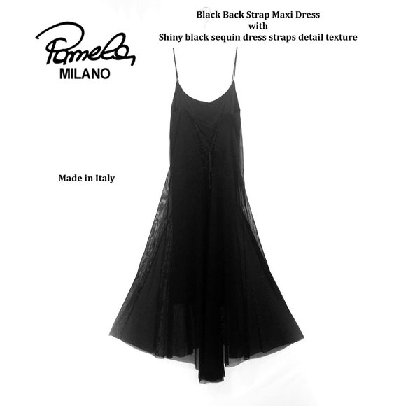 PAMELA MILANO ITALIAN STYLISH BLACK MAXI DRESS - Picture 3 of 13